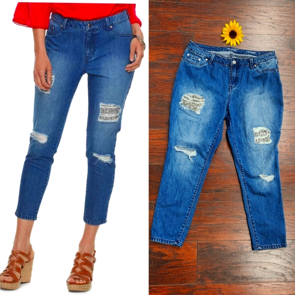 Jennifer Lopez Blue Distressed Skinny Jeans